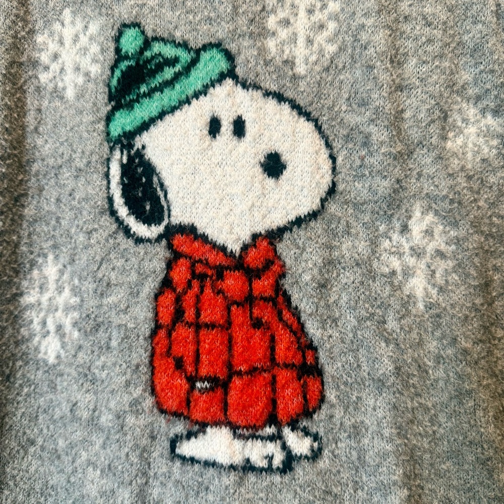American Eagle Medium Snoopy Oversized Sweater - Whoa So Soft Gray Knit - Picture 6 of 11